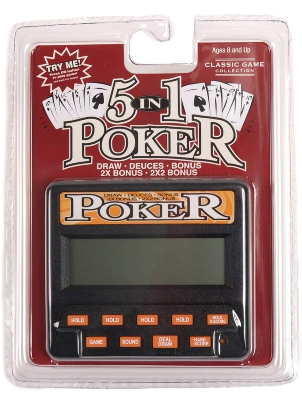 Classic 5-IN-1 Poker Electronic Handheld Games CLASSIC GAME COLLECTION 77701 New